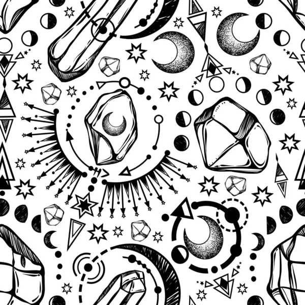 Векторная Иллюстрация Магическая Астрология Кристаллы Алхимия Магический Символ Духовность Оккультизм — стоковый вектор