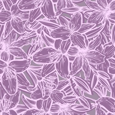 Botanik vektör çizimi, yaz çiçekleri, çiçek buketi, çizgi sanatı tarzı, romantik dekorasyon, kusursuz desen, el yapımı, koyu arkaplan