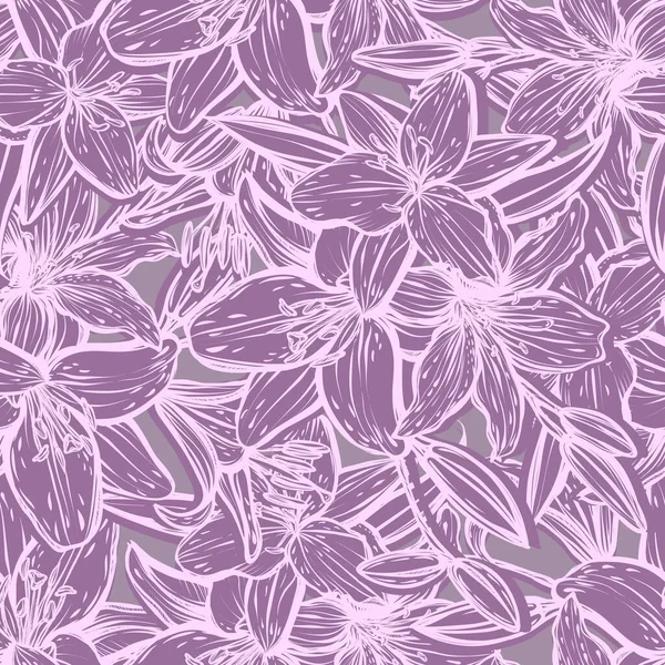 Botanische Vektorillustration Sommer Lilium Blumen Blumenstrauß Linie Kunststil Romantische Dekoration — Stockvektor
