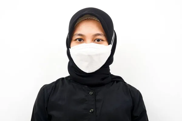 Κοντινό Πλάνο Της Όμορφης Νεαρής Μουσουλμάνας Γυναίκας Που Φοράει Λευκή — Φωτογραφία Αρχείου