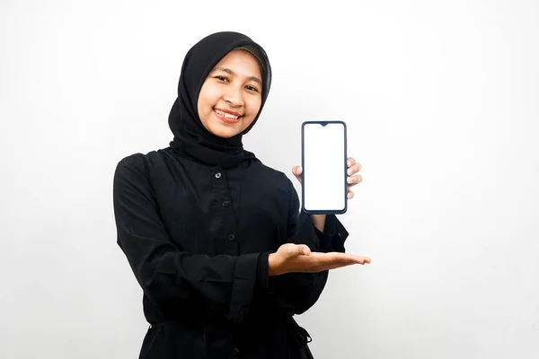 Mooie Jonge Aziatische Moslim Vrouw Glimlachen Vol Vertrouwen Enthousiast Met — Stockfoto