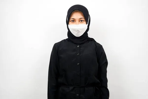 Mulheres Muçulmanas Vestindo Máscaras Brancas Movimento Corona Vírus Movimento Covid — Fotografia de Stock