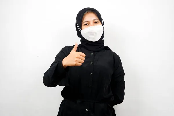 Mujeres Musulmanas Con Máscaras Blancas Movimiento Virus Corona Movimiento Covid — Foto de Stock