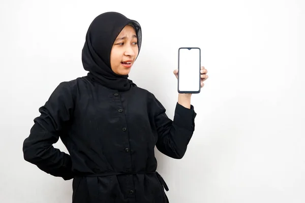 Güzel Genç Asyalı Müslüman Kadın Şok Oldu Şaşırdı Şaşırdı Wow — Stok fotoğraf