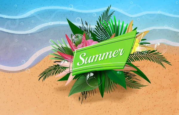 Summer raster poster with green typography composition — Stockfoto