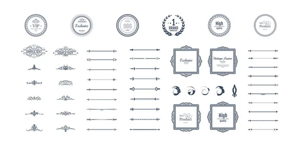 Векторный набор ретро-украшений для свадебных открыток, украшения валентинки, оформления названия различных печатных изданий. — стоковый вектор