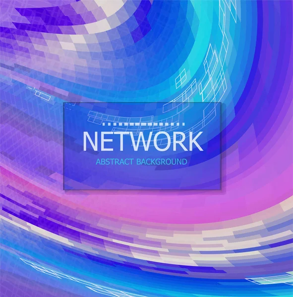 Abstrakte Netzwerk futuristischen Hintergrund in lila Farbe. Vector modernes Cover mit bunten Linien und Draht. Welle digitaler blauer Bewegungshintergrund. — Stockvektor