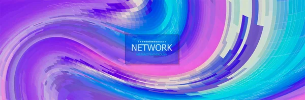 Abstract network futuristic background in purple color. Vector modern cover with colorful lines and wire. Wave digital blue motion background. — ストックベクタ