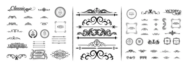 Vektor-Set mit Retro-Dekorationen für Hochzeitskarten, Valentinstag dekorieren, Titel verschiedener Druckerzeugnisse einrahmen. — Stockvektor