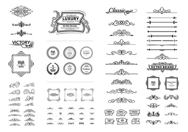 Векторный набор ретро-украшений для свадебных открыток, украшения валентинки, оформления названия различных печатных изданий. — стоковый вектор