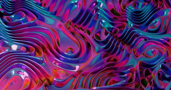 Iridescent Abstract Pink Purple Liquid Background Render Vivid Cosmic Surface — Stockfoto