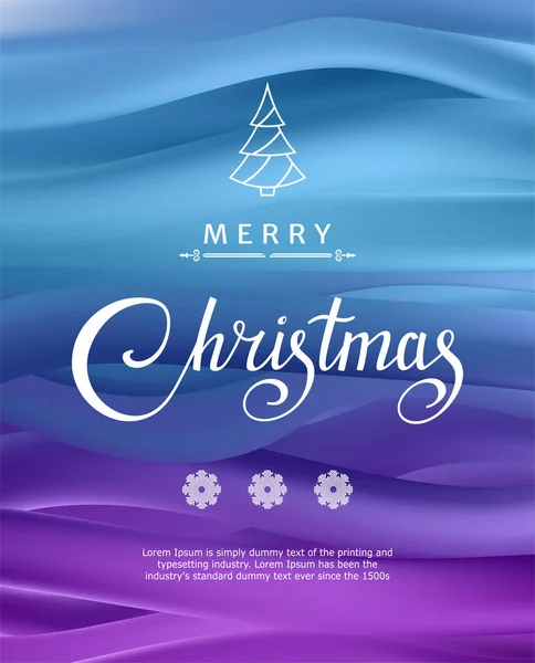 Merry Christmas Holiday Card Vector Blue Holiday Card Inscription Winter — Stock Vector