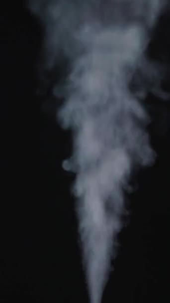 Ταχεία Ροή Λευκού Καπνού Αυξάνεται Μαύρο Φόντο — Αρχείο Βίντεο