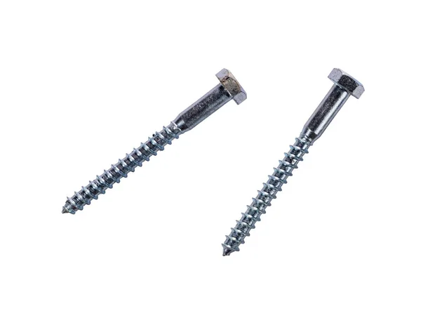 Screws Bolts Closeup Isolated White Background —  Fotos de Stock