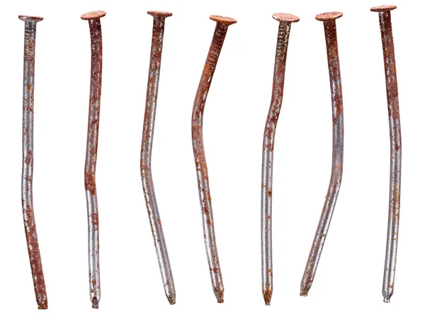 Used Rusty Nails Isolated White Background — Φωτογραφία Αρχείου