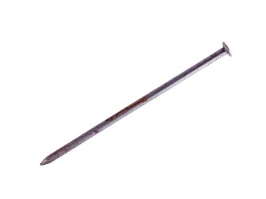 Plain old rusty nail isolated on white background