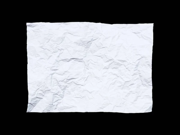Crumpled White Poster Paper Texture Isolated Black Background — Stock Photo, Image