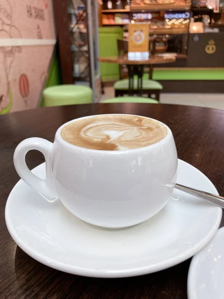 Taza Café Blanco Con Capuchino —  Fotos de Stock