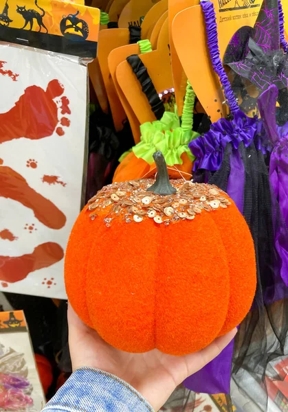 Ryazan Rusia Octubre 2021 Feliz Halloween Escaparate Con Productos Para —  Fotos de Stock