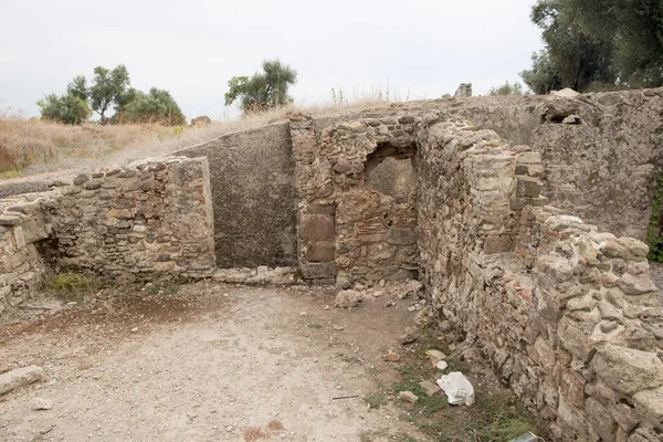 Verwoeste Muren Van Oude Stad Side Turkije — Stockfoto