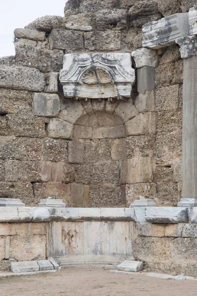 Stenige Bogen Van Oeroude Side Stad Turkije — Stockfoto