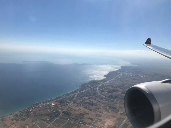 Aerial View Mediterranean Coast Seen Airplane Window Turkey — Φωτογραφία Αρχείου