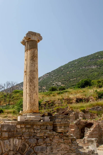 Ruins of ancient greek temple, Ephesus. Column of ancient temple ruins