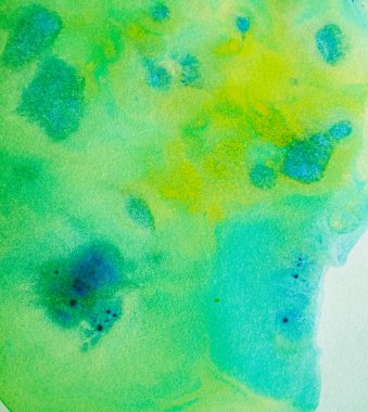 Sarı ve yeşil boya soyut sanat arkaplan dokusu kağıt üzerine suluboya posterlerin, kartların, davetiyelerin, duvar kağıtlarının modern tasarımı