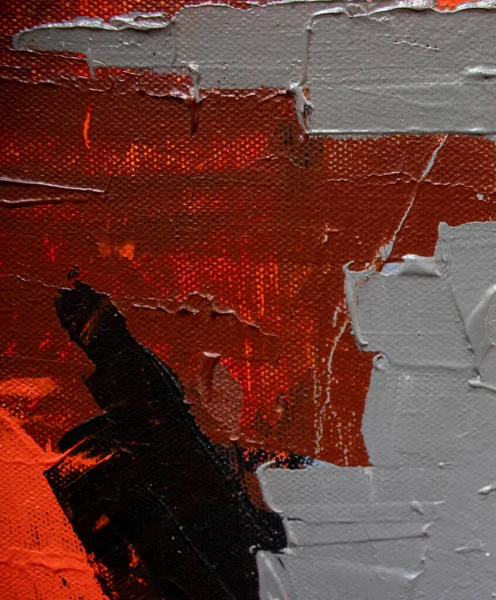 El çizimi yağlı boya. Soyut sanat geçmişi. Tuval üzerine yağlı boya boya. Renk dokusu. Sanat eserinin bir parçası. Boya lekeleri. Fırça darbeleri.