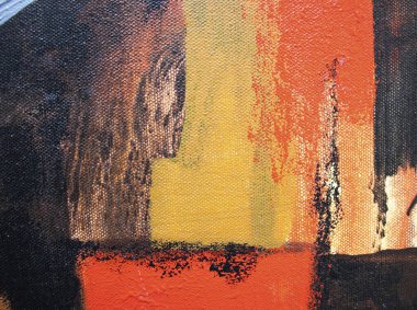 El çizimi yağlı boya. Soyut sanat geçmişi. Tuval üzerine yağlı boya boya. Renk dokusu. Sanat eserinin bir parçası. Boya lekeleri. Fırça darbeleri.