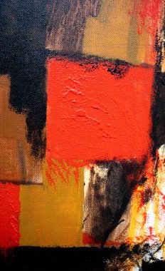 El çizimi yağlı boya. Soyut sanat geçmişi. Tuval üzerine yağlı boya boya. Renk dokusu. Sanat eserinin bir parçası. Boya lekeleri. Fırça darbeleri.