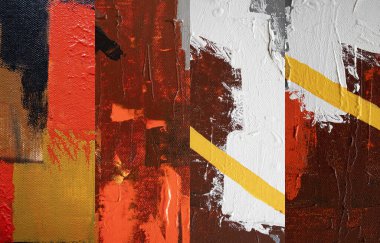 El çizimi yağlı boya. Soyut sanat geçmişi. Tuval üzerine yağlı boya boya. Renk dokusu. Sanat eserinin bir parçası. Boya lekeleri. Fırça darbeleri.