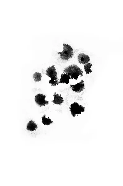 Black Hand Drawn Drops Ink Grunge Texture Abstract Ink Drops — 스톡 사진