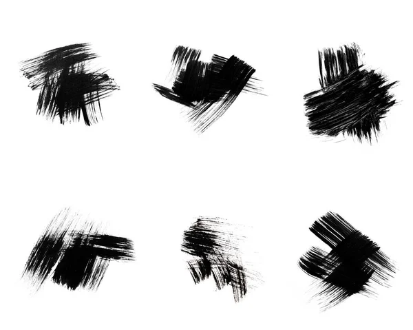 Set brush strokes black paint, ink brush stroke, brush, line or texture. Dirty artistic design element, box, frame or background for text.