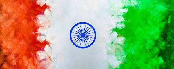 Watercolor Grunge Painting Illustration Flag Indian Серпня India Independence Day — стокове фото