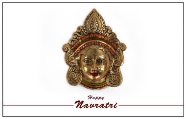 Maa Durga Face Happy Navratri, Durga Pooja, Maa Durga Face in Metal Subh Navratri background