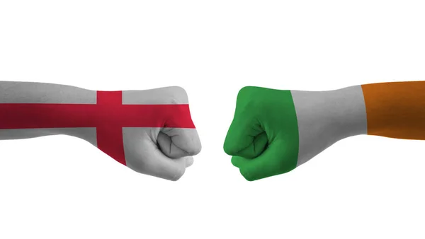 Inglaterra Irlanda Mão Bandeira Jogo Críquete — Fotografia de Stock