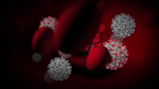 Coronavirus Covid Sars Cov V13 Boyutlu Animasyonu Mikroskobik Olarak Kan — Stok video