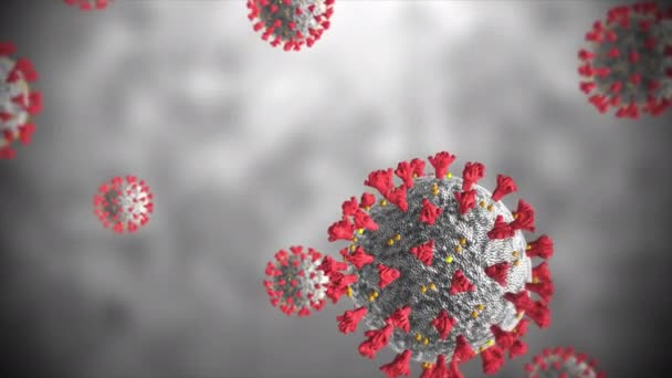 Concepto Animación Del Coronavirus Covid Conocida Como Sars Cov Microscópica — Vídeo de stock