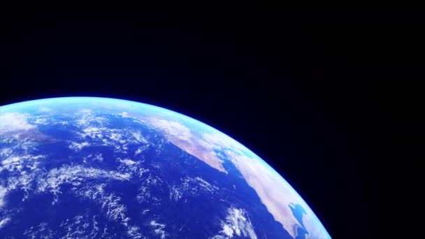 Concepto Vista Del Planeta Tierra Realista Desde Espacio Con Animación — Vídeos de Stock