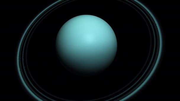 Concepto Ur1 Vista Del Planeta Realista Urano Con Anillos — Vídeo de stock