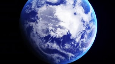 Atmosferik Bulut Animasyonu, Gezegen Dönüşü ve Şehir Işıklandırma Efektleri ile Gerçekçi Dünya Gezegeni 8-U1 Görünümü.
