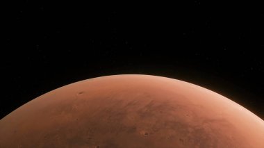 3D 'nin 57-P1 görünümü gerçekçi gezegen Mars' ın yüzeyini atmosfer ve yıldızlarla donatır.