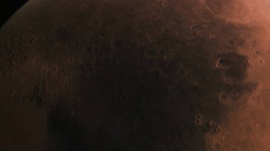 3D gerçekçi gezegen Mars 'ın yüzeyini uzaydan yansıtan 115-P1 görünümü.