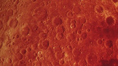 Göktaşı kraterleriyle uzaydan gelen 20-P1 Gerçekçi Kanlı Ay Yüzeyi. Yüksek detaylı 3B görüntüleme.