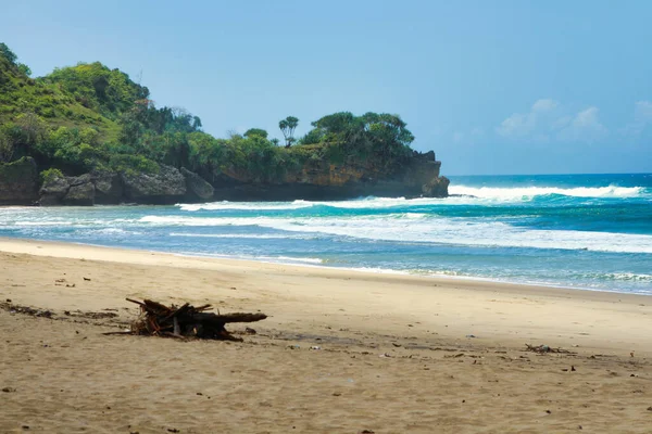 Une Vue Sur Plage Balekambang Indonésie — Photo