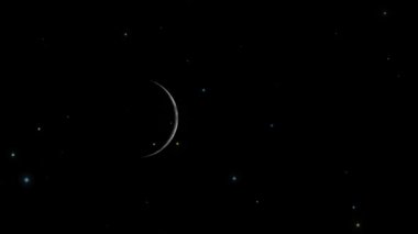 Puslu Ay Faz in Starry Night Concept-H1 uzaydan görünür gerçekçi ve doğal ay ve yıldız etkisi animasyonu.