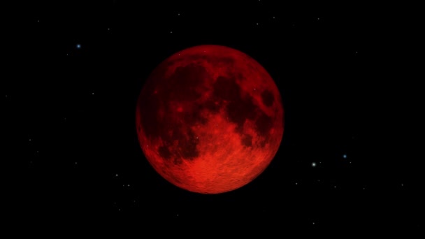 Blood Moon Starry Night Concept Visto Desde Espacio Con Animación — Vídeos de Stock