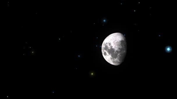 Hazy Σελήνη Στο Starry Night Concept Από Διάστημα Ρεαλιστικό Και — Αρχείο Βίντεο