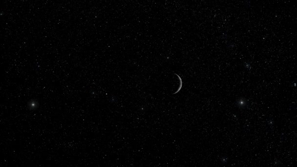 Fase Lua Visto Noite Estrelada Conceito Visto Espaço Com Animação — Vídeo de Stock